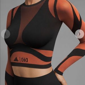 NWT-WOLFORD SHEER MOTION CROP LONGSLEEVE-SMALL Sequoia/Black